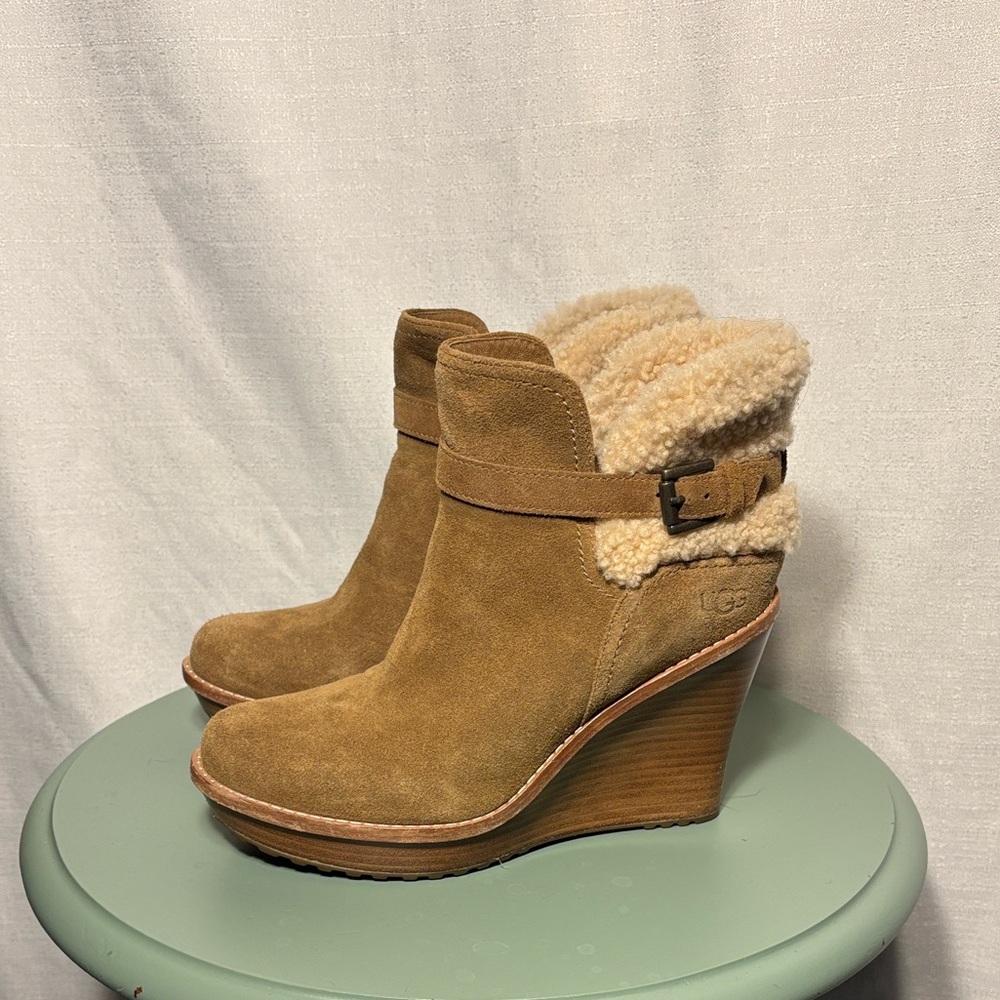 UGG Women's Brown Suede Wedge Boots